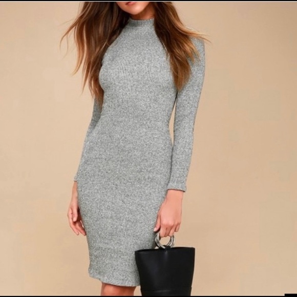 Lulu’s Heather Grey Midi Sweater Dress - Picture 2 of 3